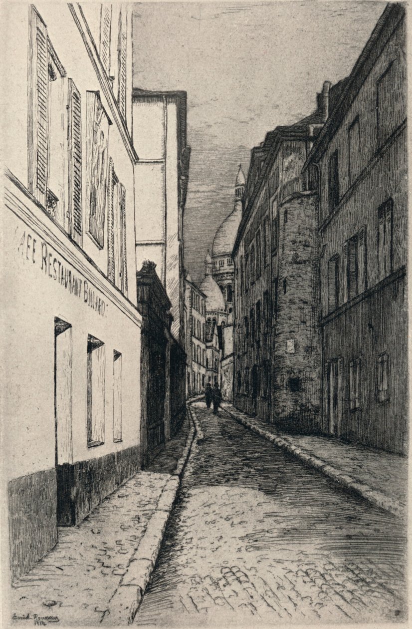„Rue St Rustique, Montmartre”, 1915 autorstwa Emile Rousseau