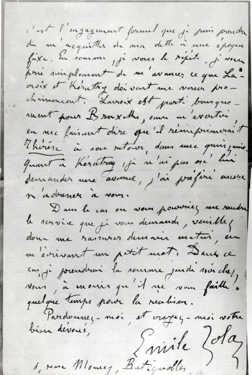 List Zoli do Edouarda Maneta (1832-83) 1868 (pióro i atrament na papierze) autorstwa Emile Zola