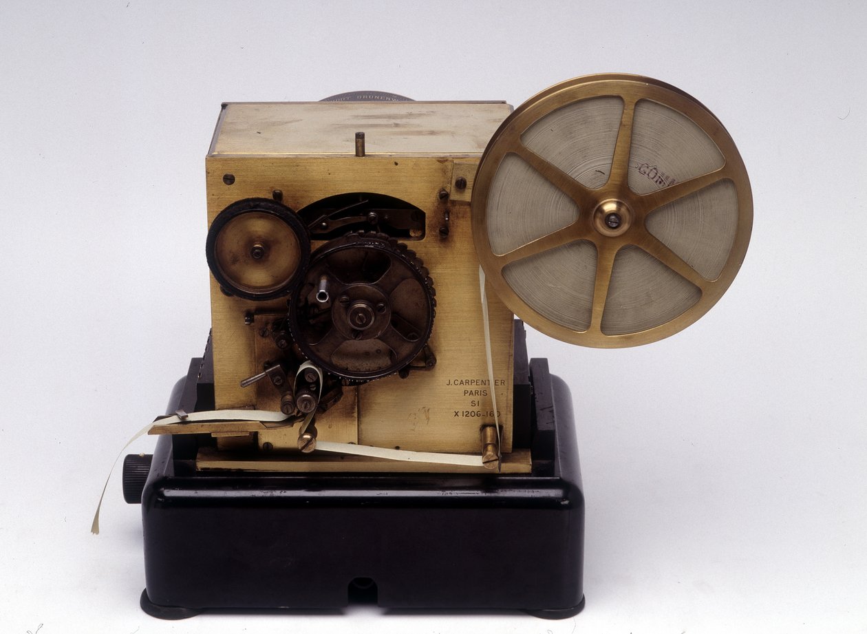Drukarka telegraficzna Baudot, opatentowana 1874 (media mieszane) autorstwa Emile and Carpentier Jules Baudot