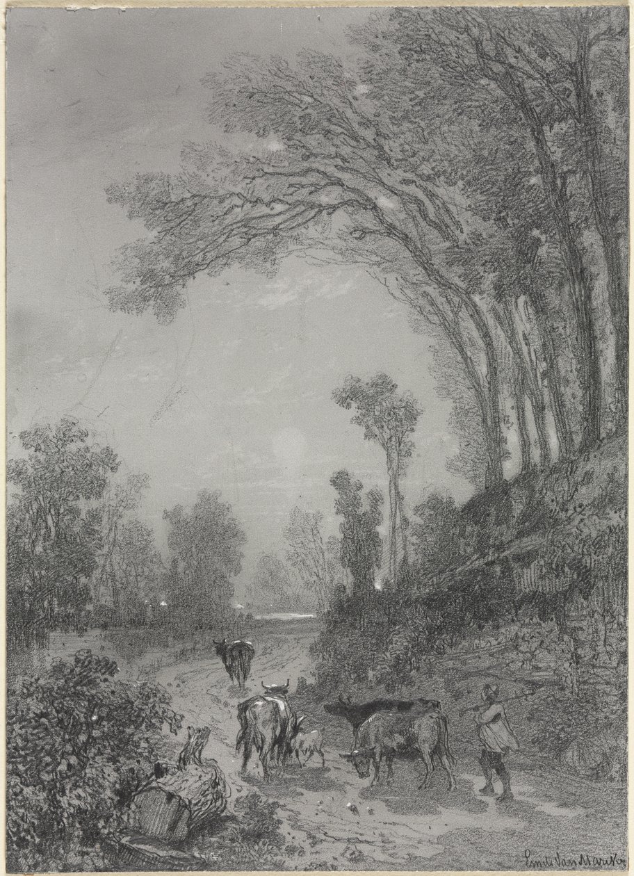 Krajobraz z krowami, II poł. XIX w. autorstwa Émile van Marcke