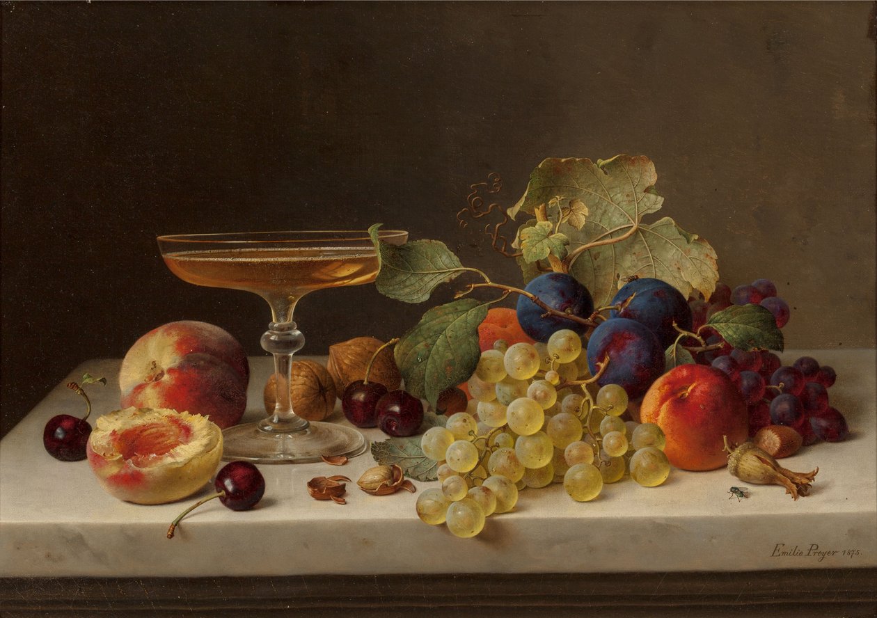 Martwa natura z letnimi owocami i szampanem, 1875. autorstwa Emilie Preyer