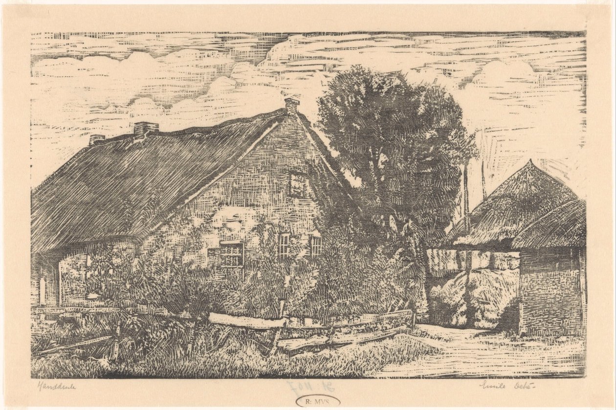 Gospodarstwo ze stodołą na siano autorstwa Emilius Wilhelmus Dehé (signed by artist)