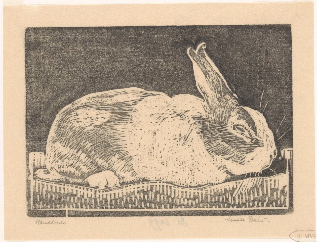 Królik autorstwa Emilius Wilhelmus Dehé (signed by artist)