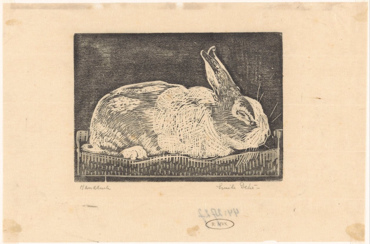 Królik autorstwa Emilius Wilhelmus Dehé (signed by artist)