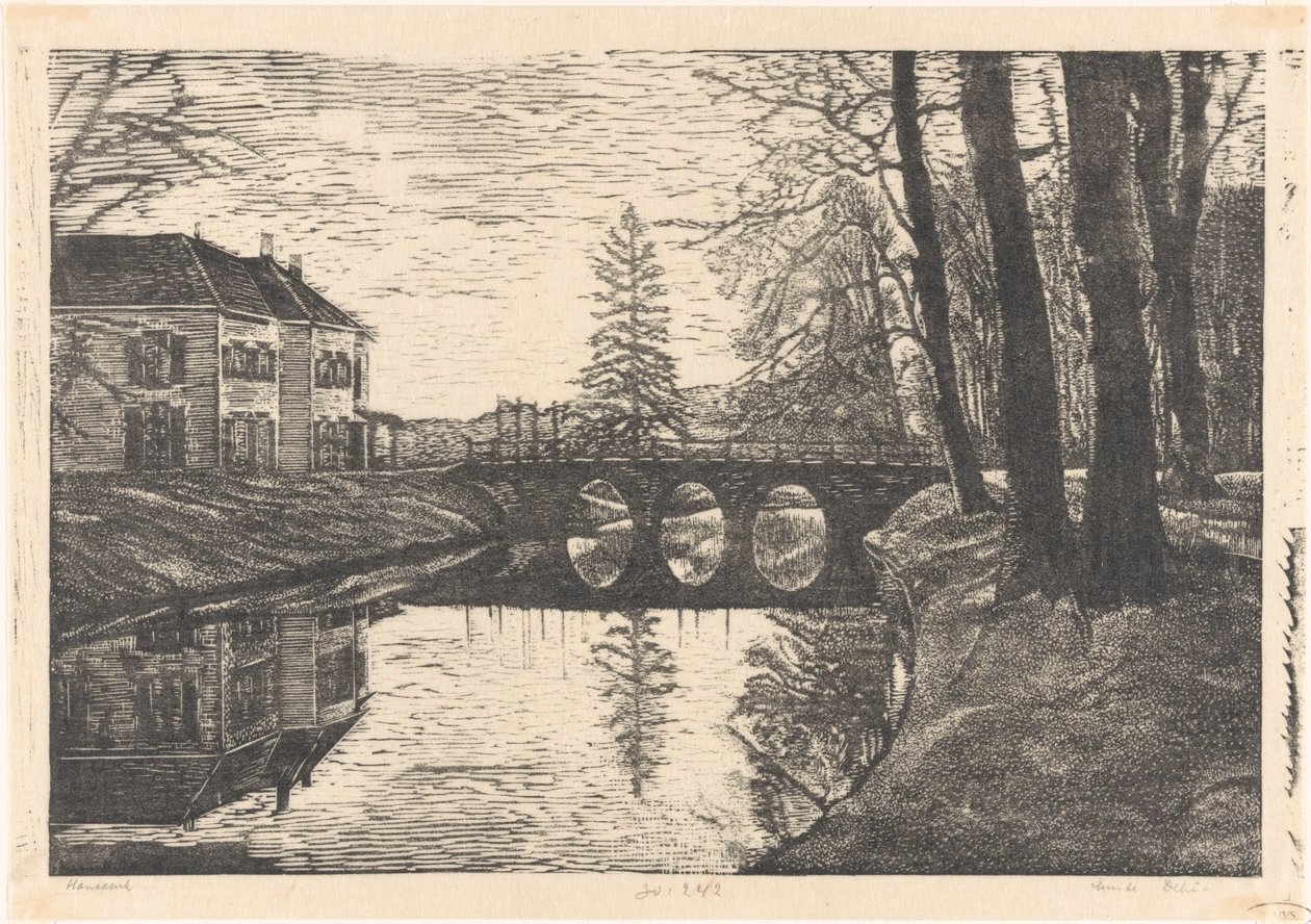 Stary Dwór w Bergen autorstwa Emilius Wilhelmus Dehé (signed by artist)