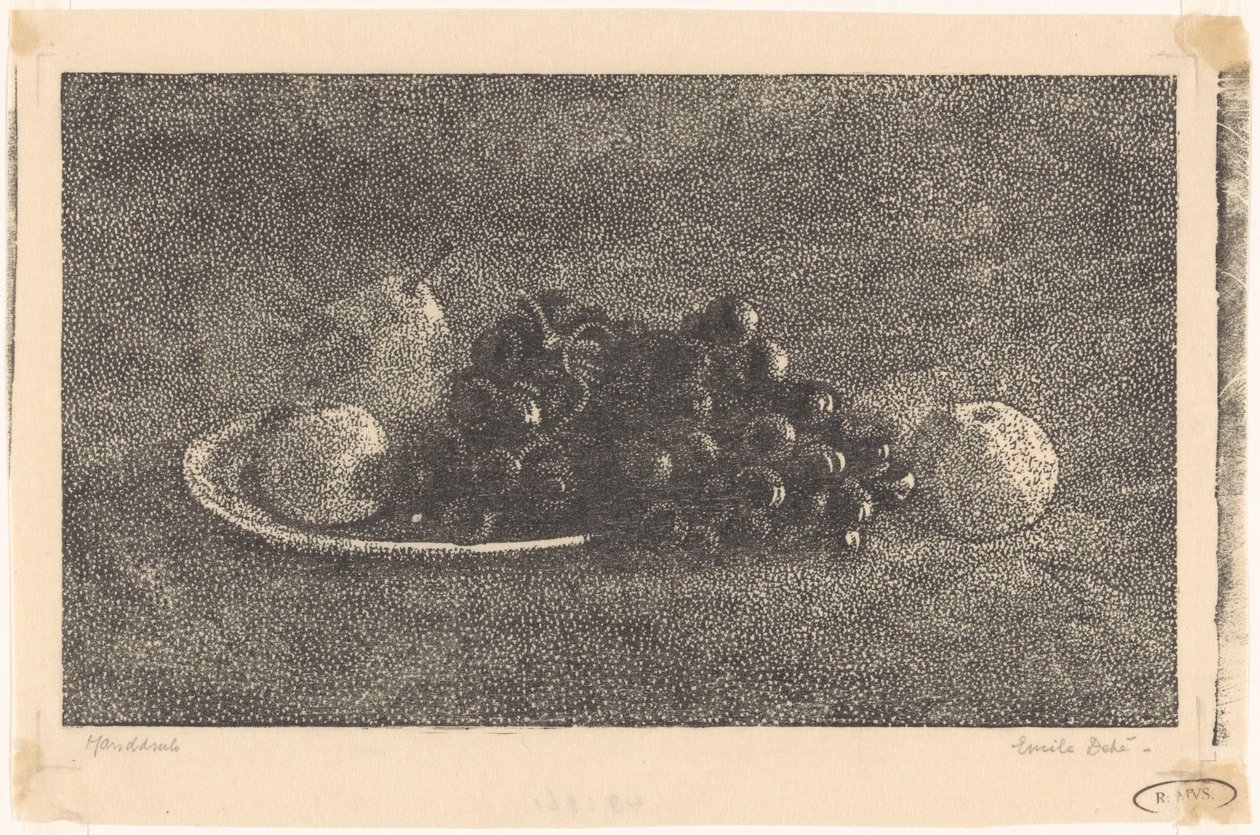 Miska z winogronami i innymi owocami autorstwa Emilius Wilhelmus Dehé (signed by artist)