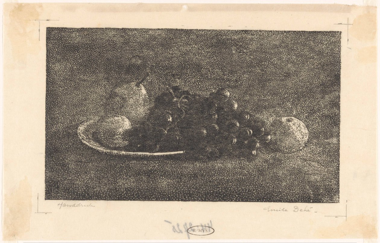 Miska z winogronami i innymi owocami autorstwa Emilius Wilhelmus Dehé (signed by artist)