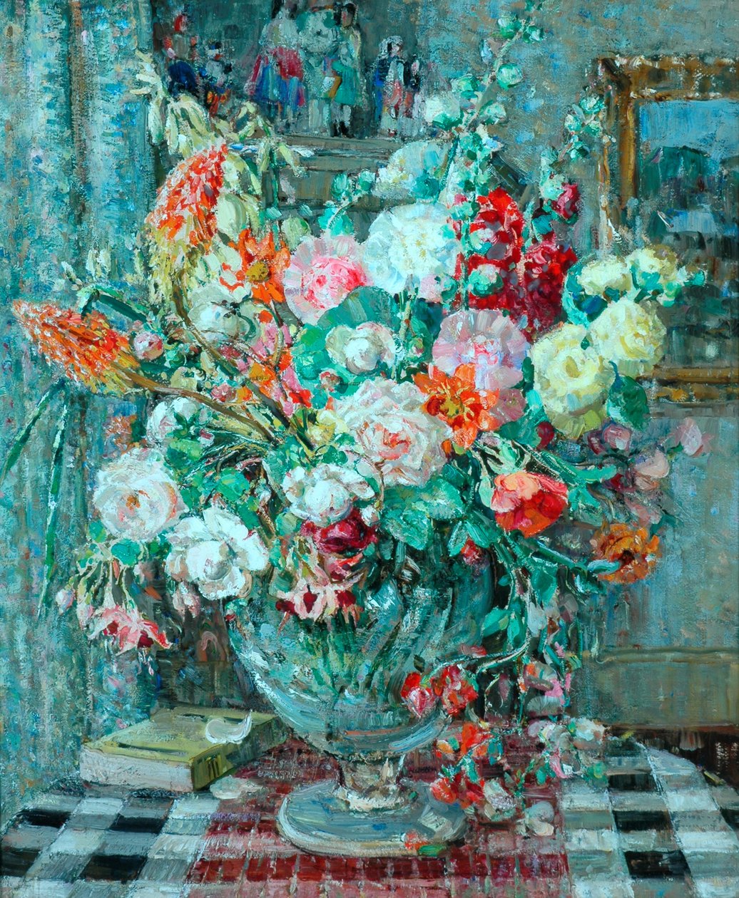 Kwiaty w wazonie, ok. 1931 (olej na płycie) autorstwa Emily Beatrice Bland
