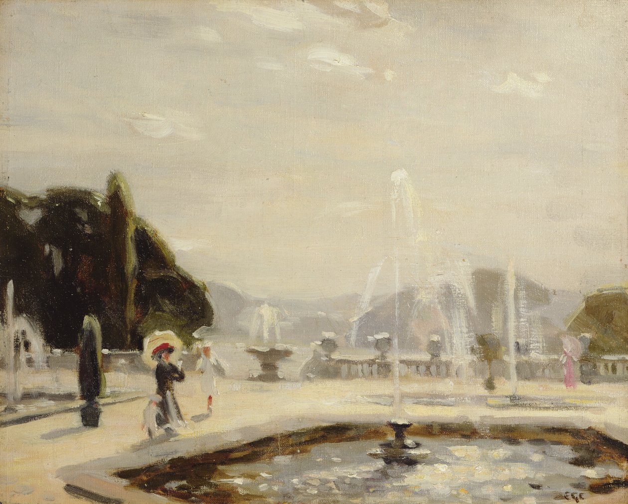 Fontanna (olej na płótnie) autorstwa Emily G. Court