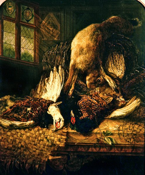 Martwa natura z bażantami i zającem, ok. 1860 (olej na płótnie) autorstwa Emily Stannard