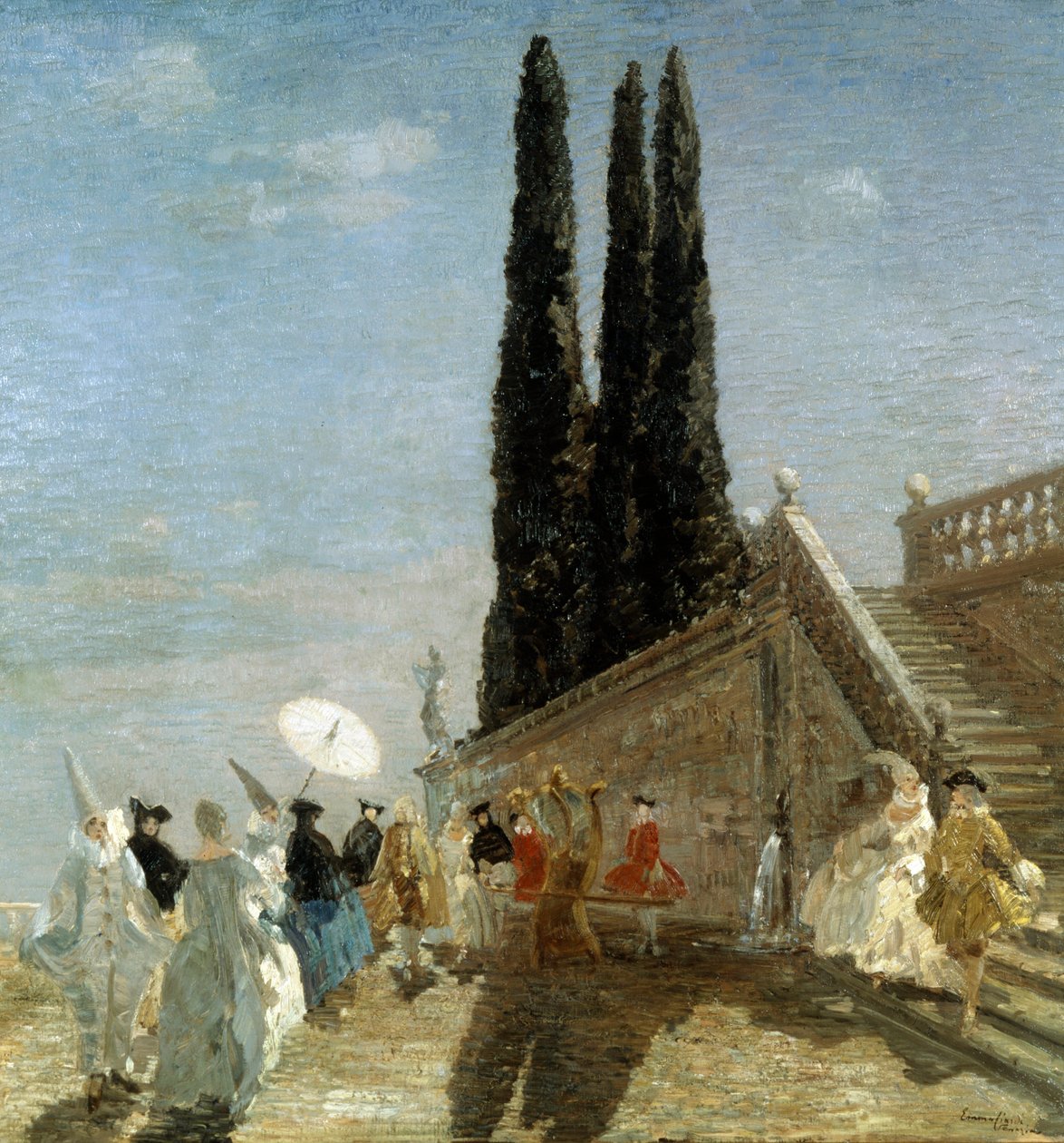 Wyjazd na maskaradę. Wyjazd na maskaradę. Obraz autorstwa Emmy Ciardi (1879-1933 Włochy) Kolekcja prywatna autorstwa Emma Ciardi