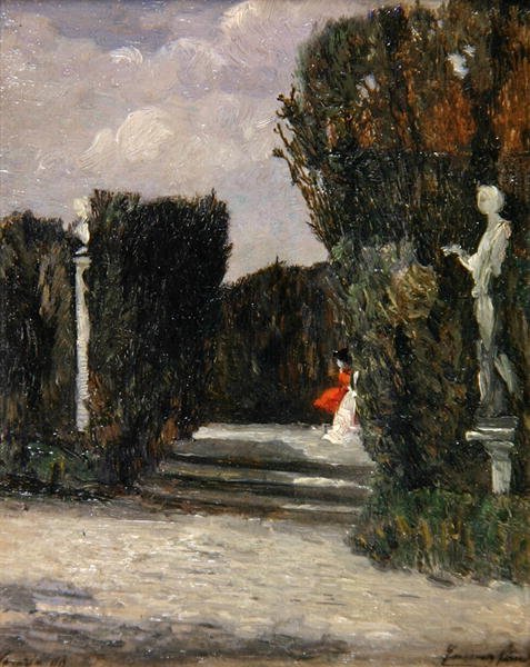 Villa Albani, Rzym (olej na płótnie) autorstwa Emma Ciardi