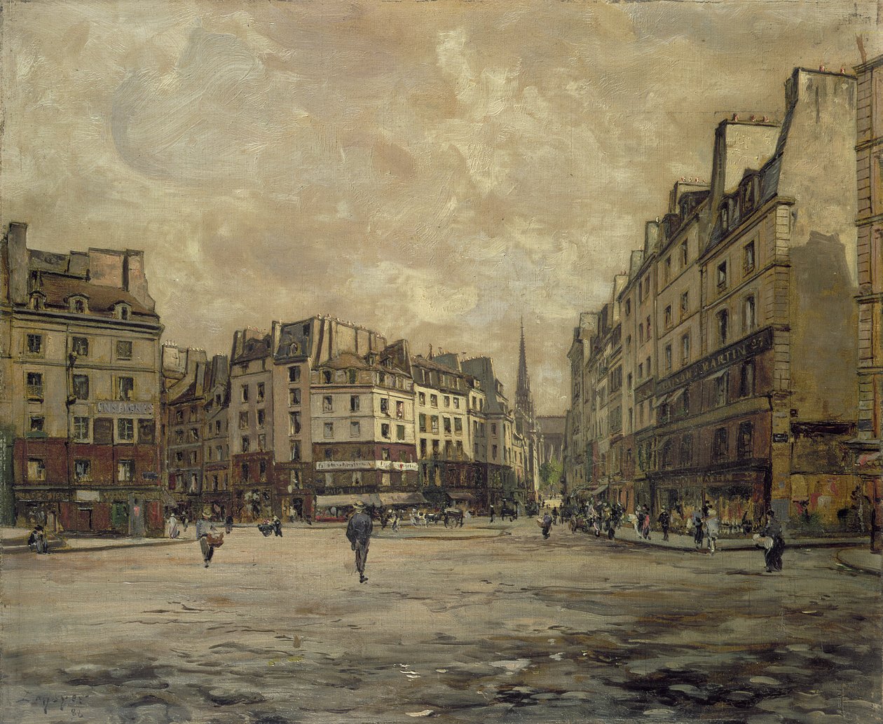 Plac Mauberta, Paryż, 1888 autorstwa Emmanuel Lansyer