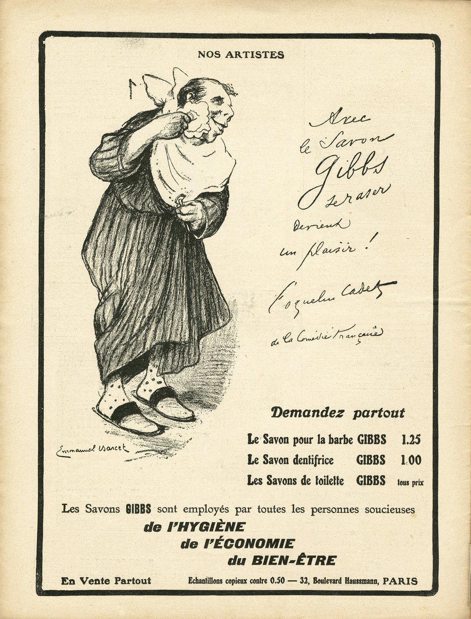 Ilustracja Emmanuela Barceta (1870-1940) w Le Rire, 23.01.2009 - Nasi artyści - Reklamacja Reklama, Higiena - Poppy Cadet autorstwa Emmanuel Barcet