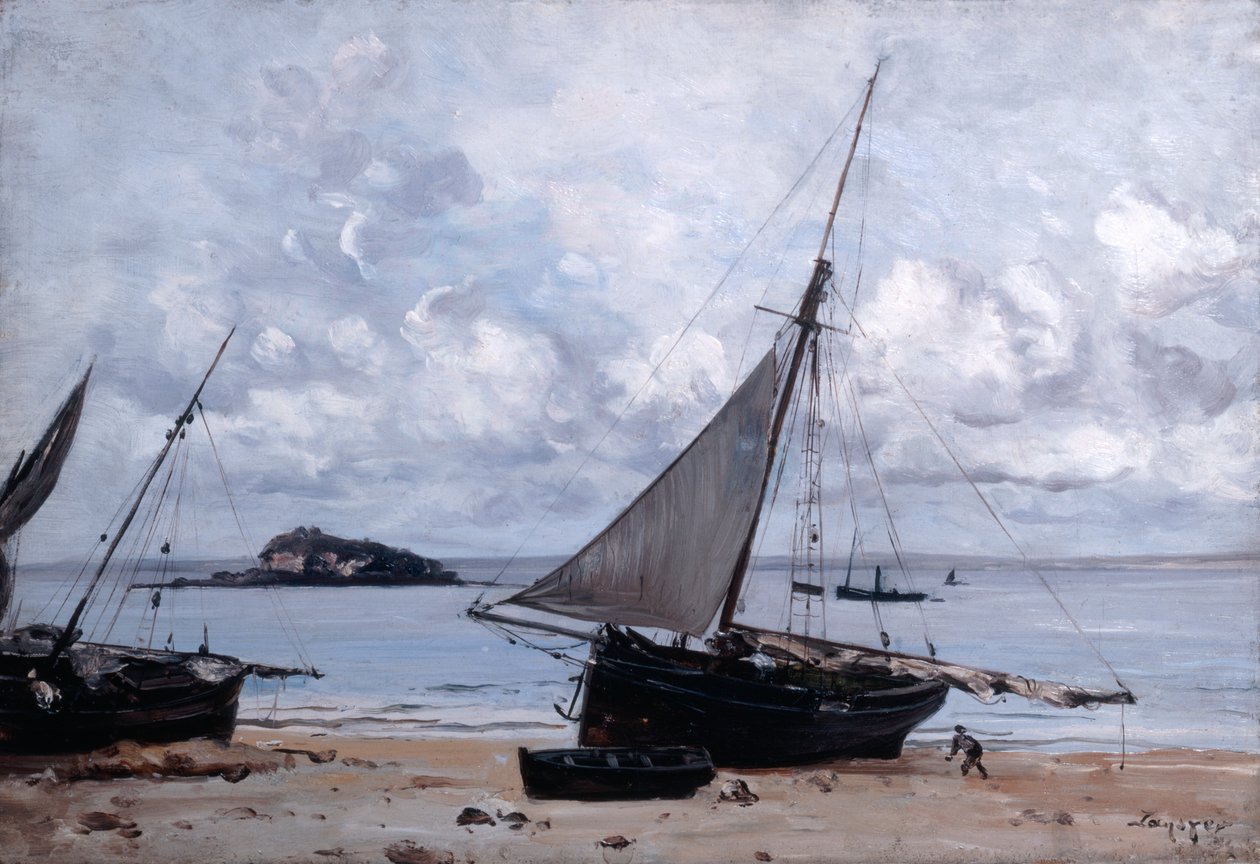 Wyrzucone na brzeg łodzie w St Jean, 1884 autorstwa Emmanuel Lansyer