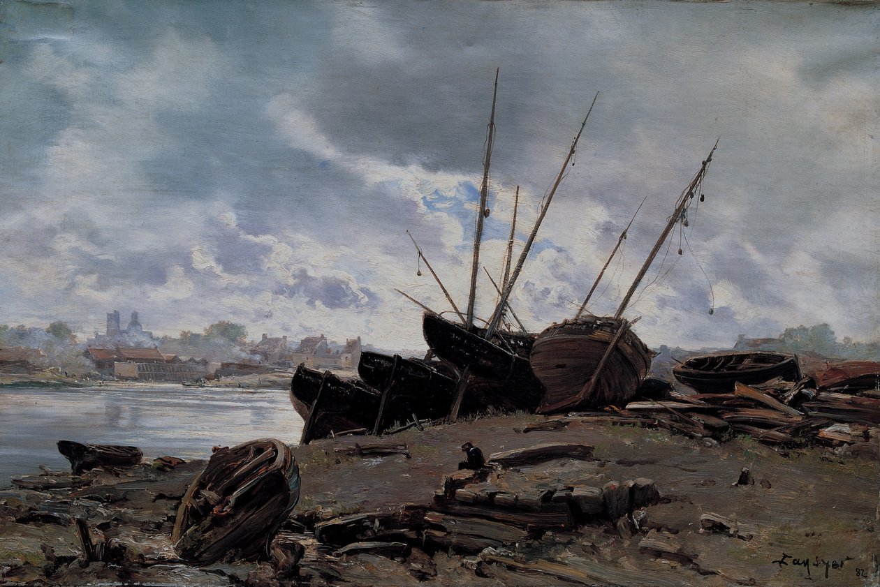 Łodzie osieroconych w Dieppe autorstwa Emmanuel Lansyer