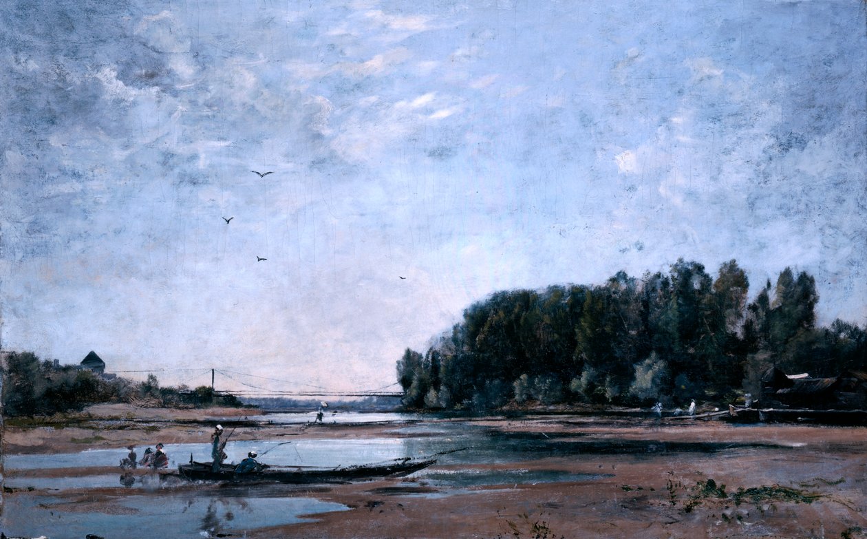 Łodzie rybackie nad Loarą, 1865 autorstwa Emmanuel Lansyer