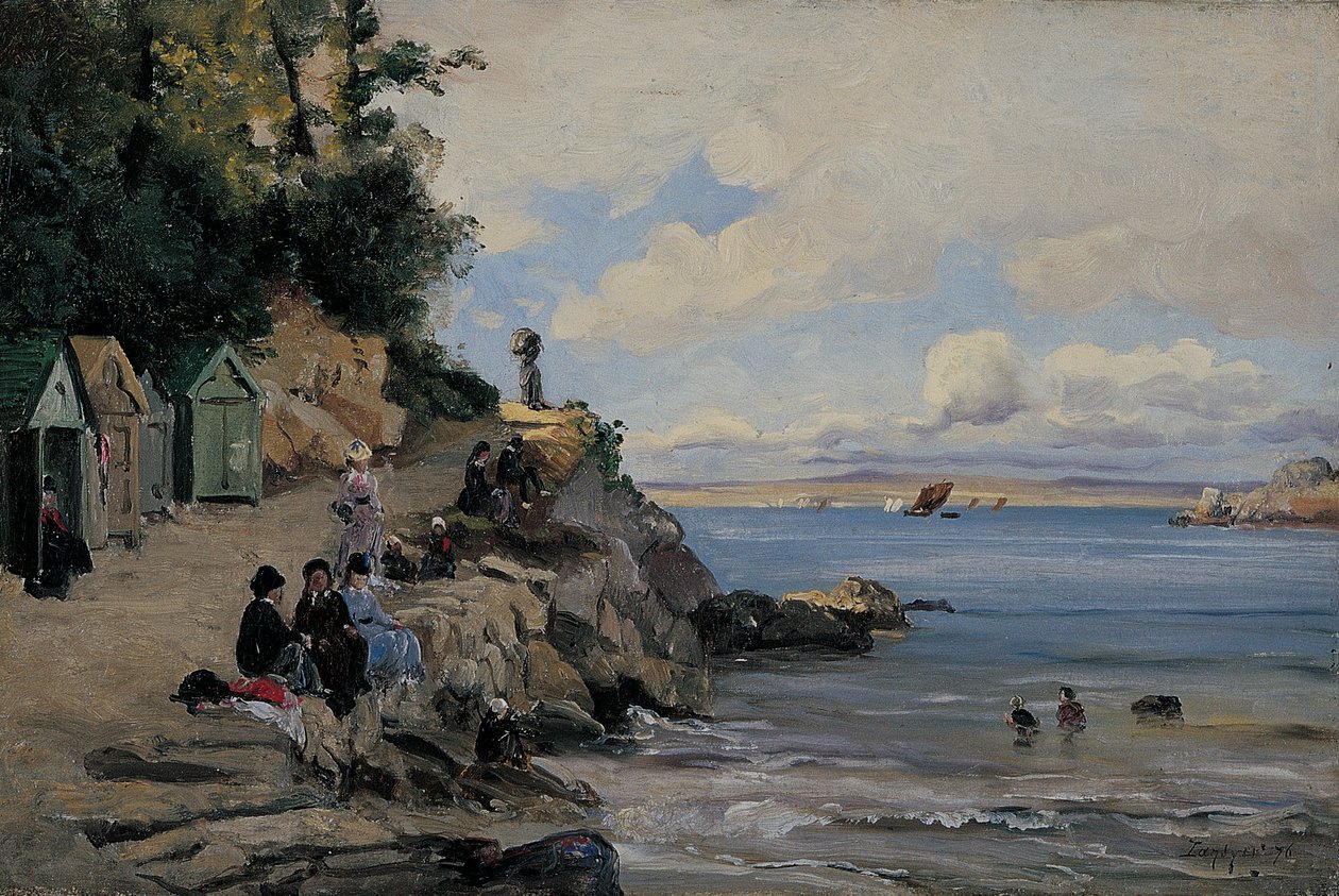Łaźnia damska, Douarnenez, sierpień 1876 (olej na płótnie) autorstwa Emmanuel Lansyer