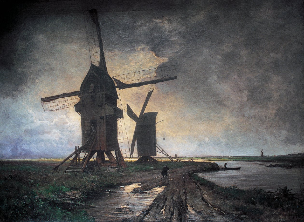 Młyn na równinie Lille. 1877 (olej na płótnie) autorstwa Emmanuel Lansyer