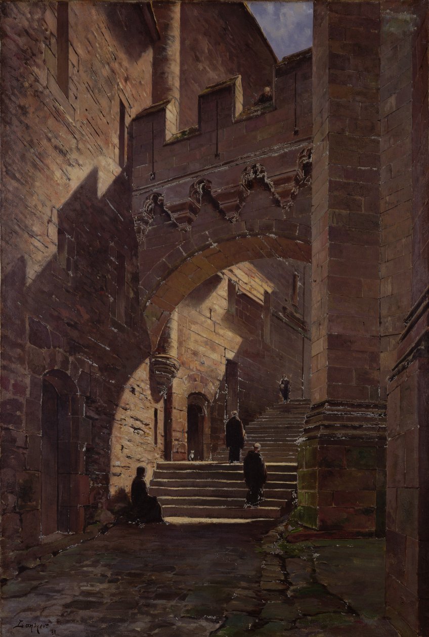 Mont Saint-Michel, ufortyfikowana brama w opactwie, 1881 autorstwa Emmanuel Lansyer