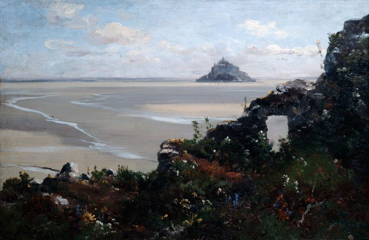 Mont Saint-Michel, 1881 r. autorstwa Emmanuel Lansyer