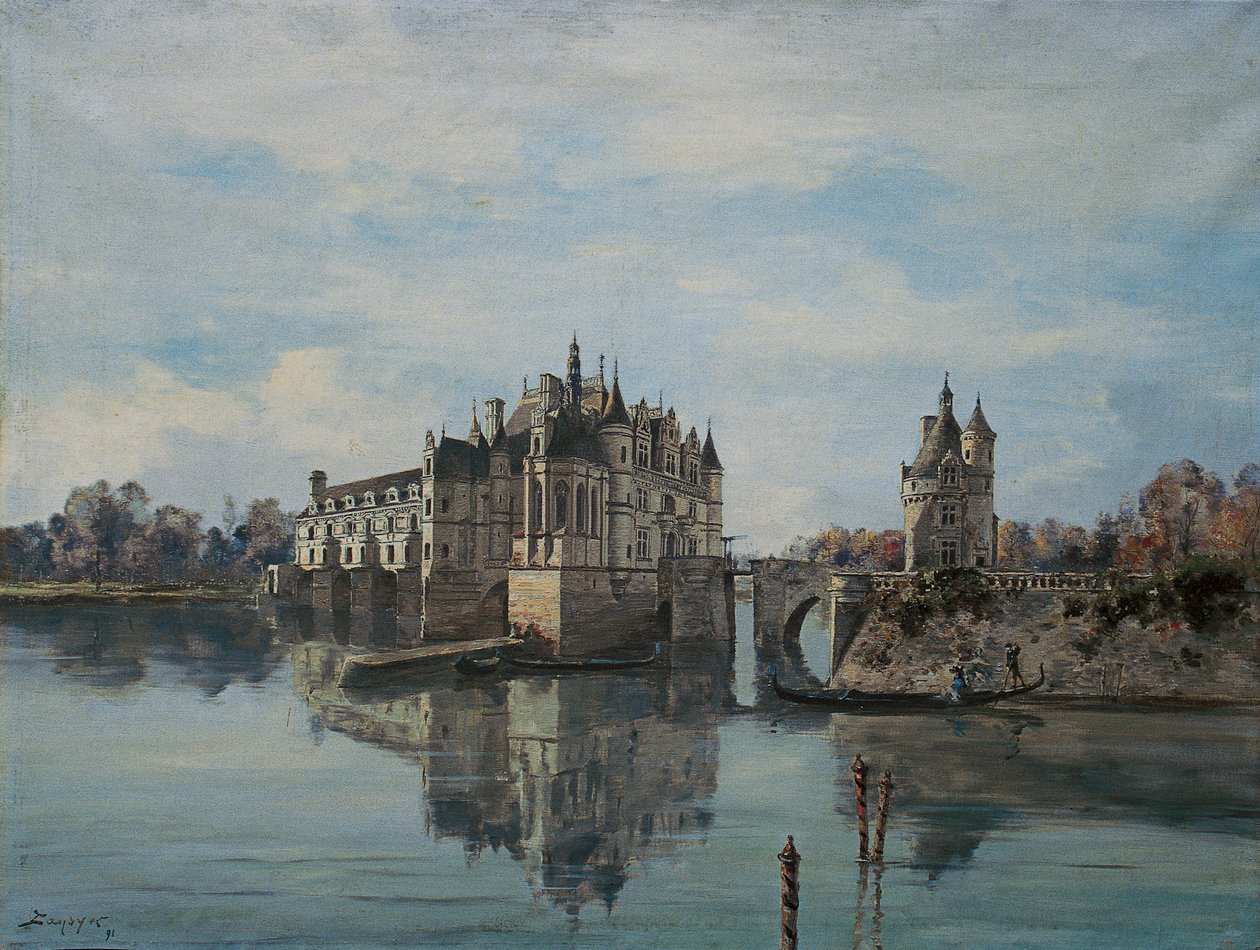 Zamek Chenonceau, sierpień 1891 (olej na płótnie) autorstwa Emmanuel Lansyer