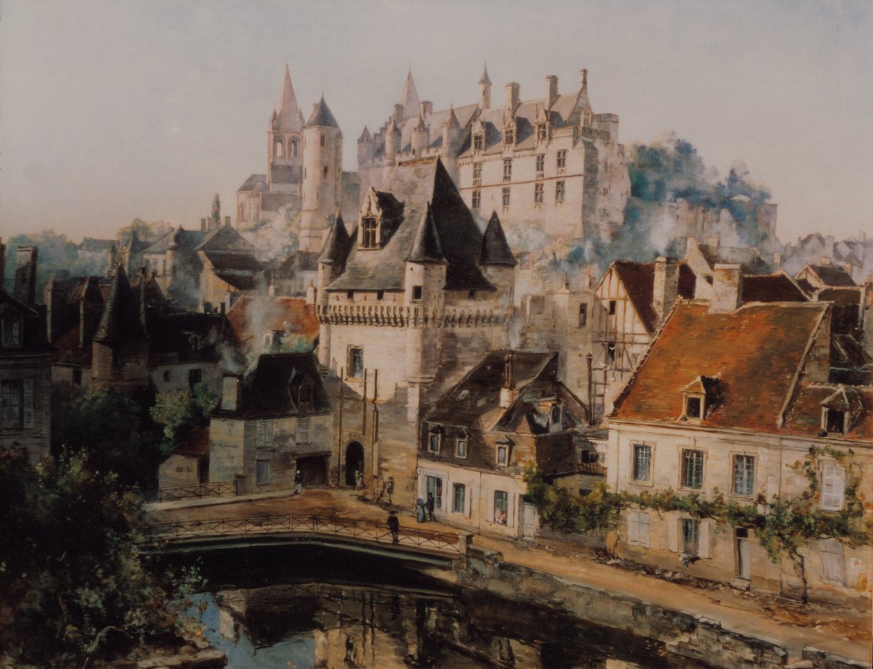 O castelo de Loches e a Porte des Cordeliers, vista da fiação polonesa autorstwa Emmanuel Lansyer