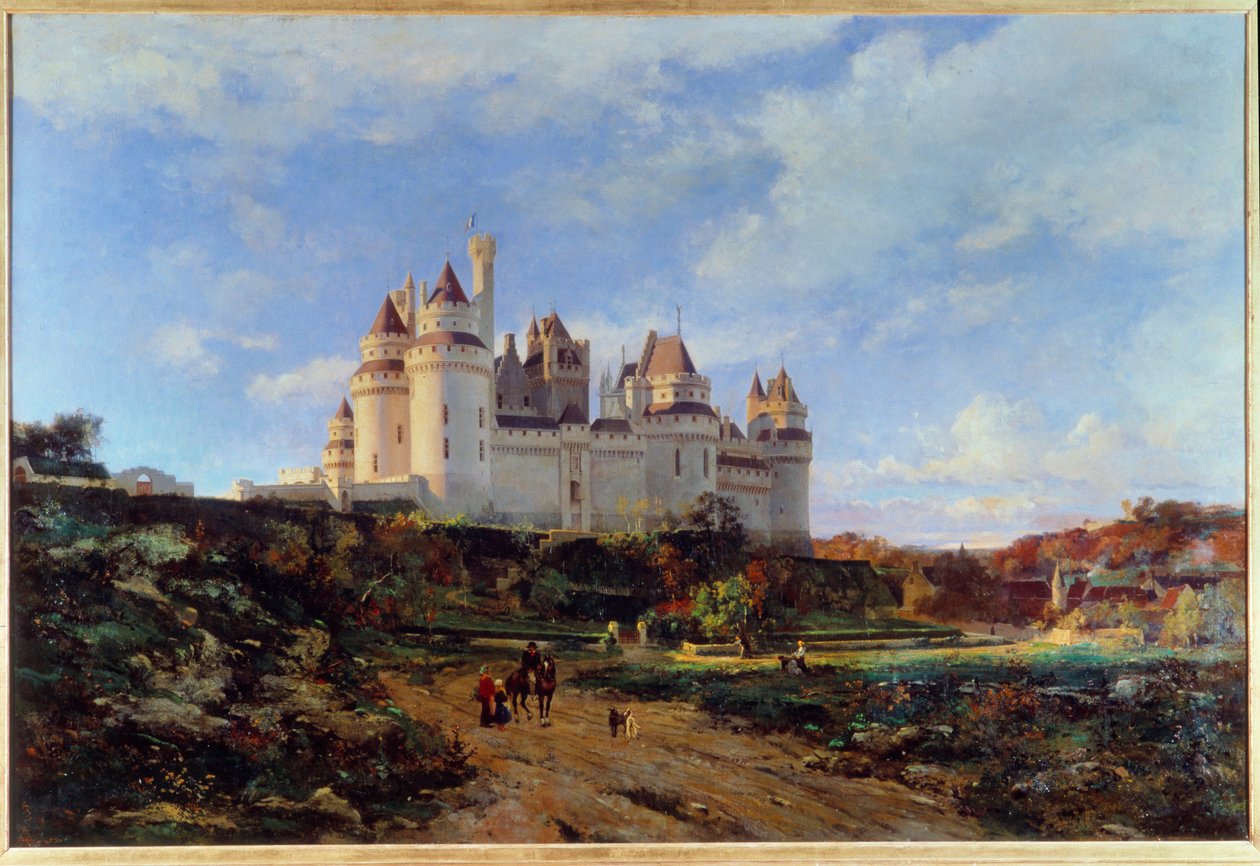 Widok zamku Pierrefonds na obrazie Oise Emmanuela Lansyera (1835-1893) Beauvais z XIX wieku. Musee Departmental de l