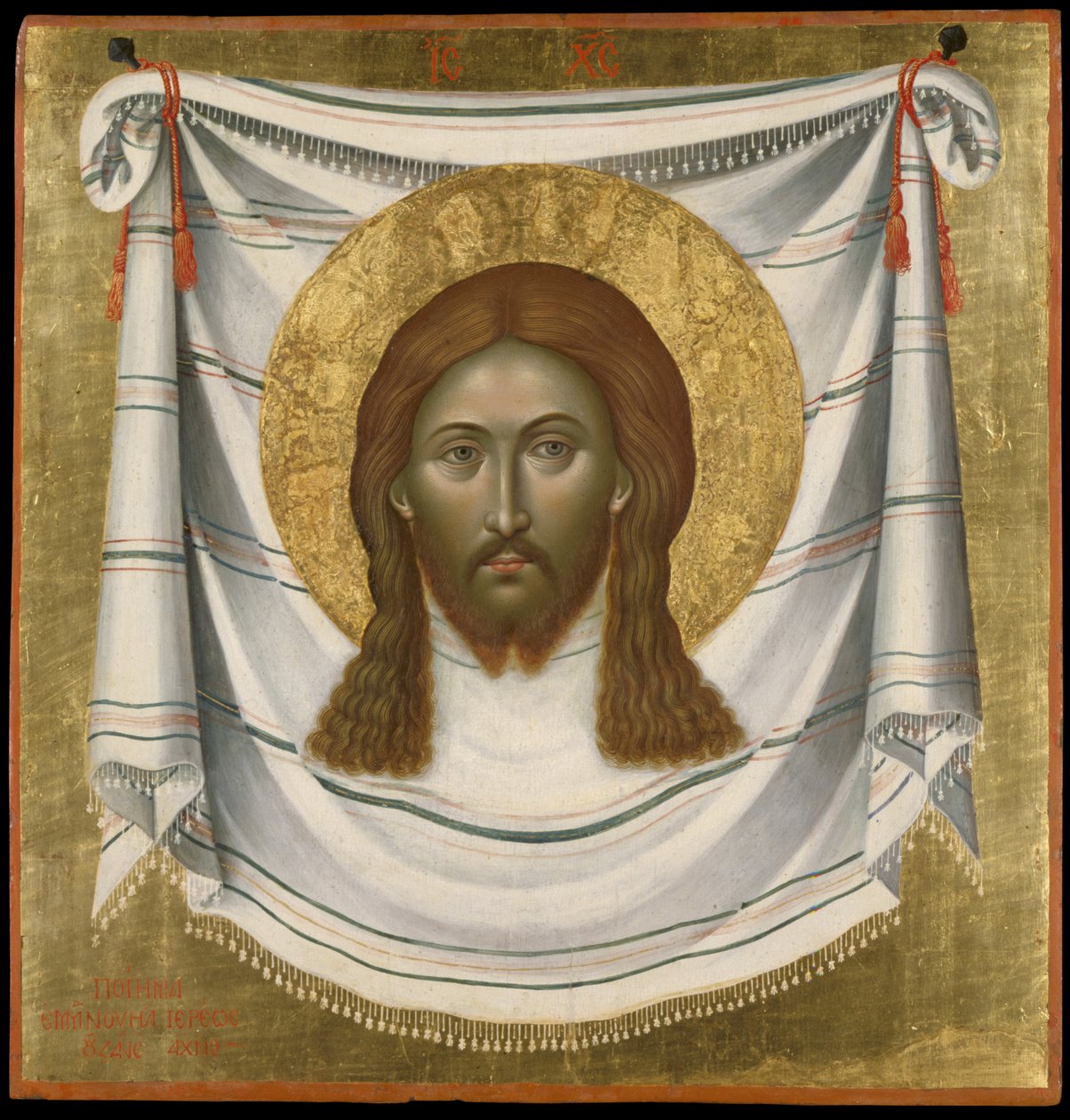 Święty Ręcznik, 1659 (tempera jajeczna na panelu) autorstwa Emmanuel Tzanes