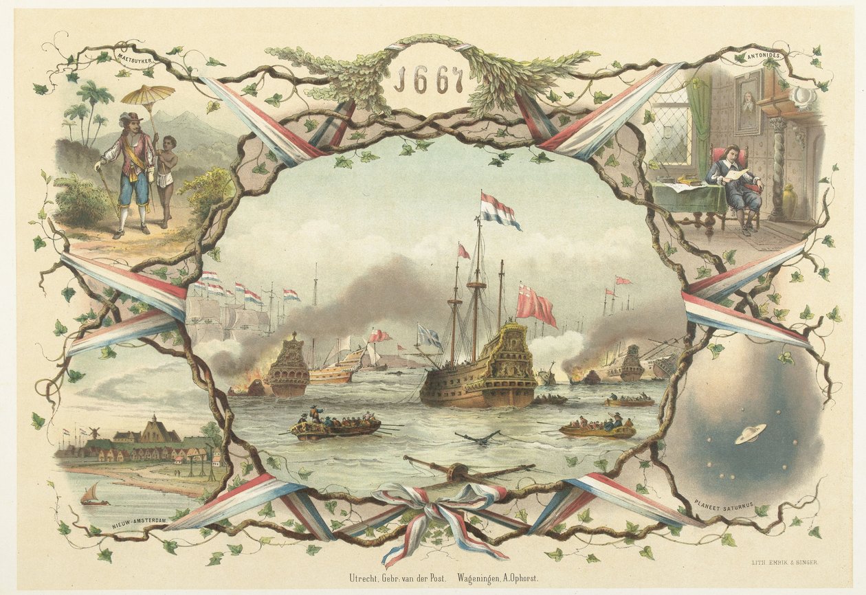Podróż do Chatham i podbój królewskiego Karola, 1667 autorstwa Emrik and Binger