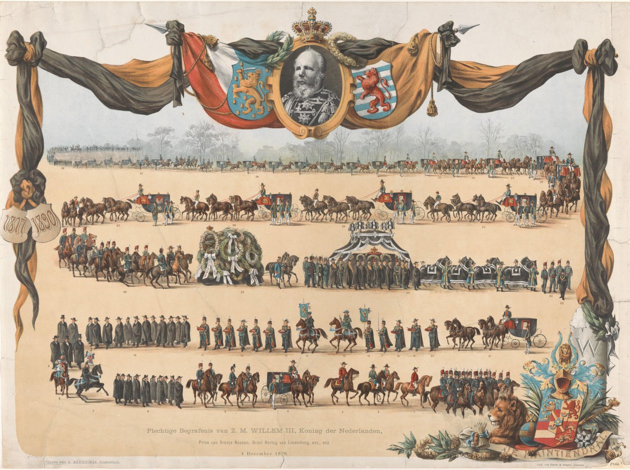 Uroczysty pogrzeb H.M. Willema III, króla Niderlandów (...) 4 XII 1890 (tytuł na obiekcie) autorstwa Emrik and Binger