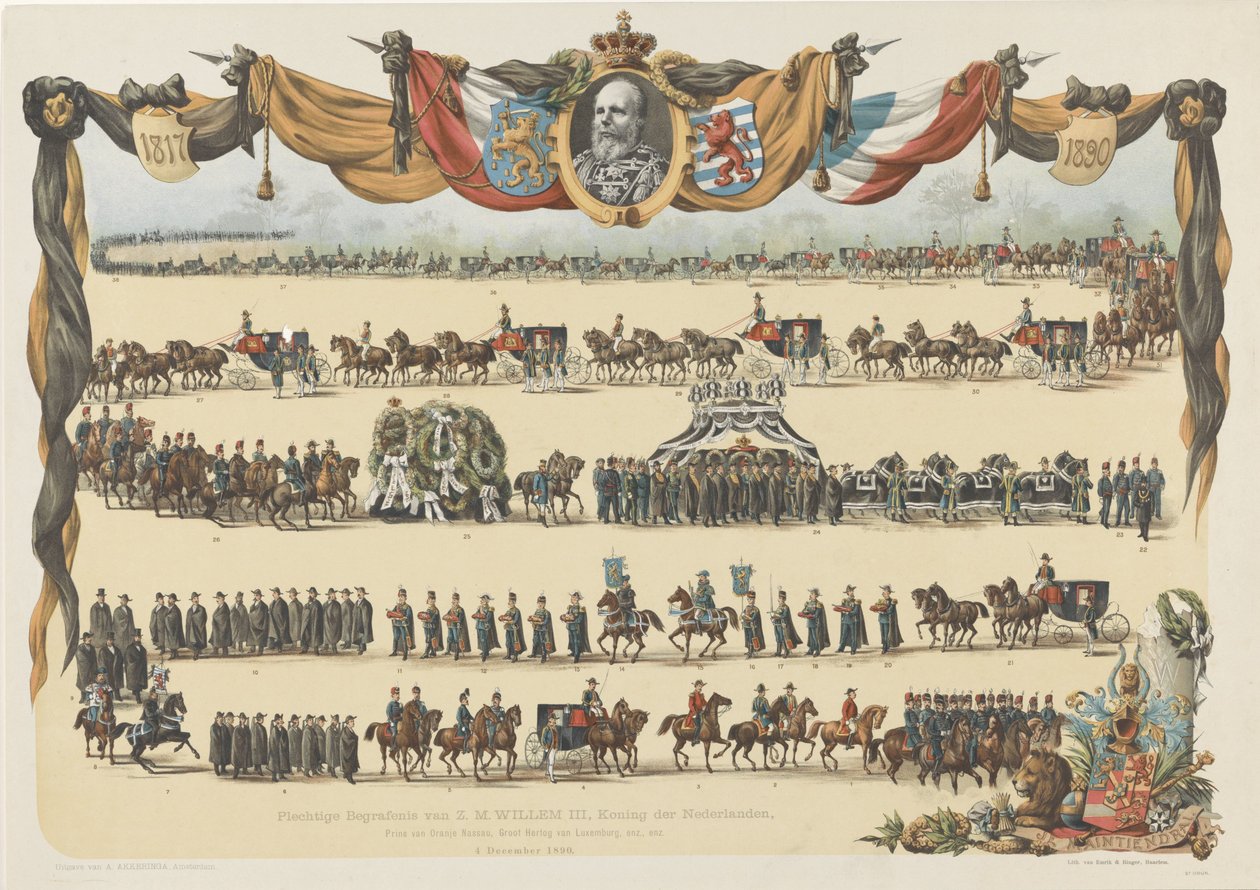 Uroczysty pogrzeb H.M. Willema III, króla Niderlandów (...) 4 XII 1890 (tytuł na obiekcie) autorstwa Emrik and Binger