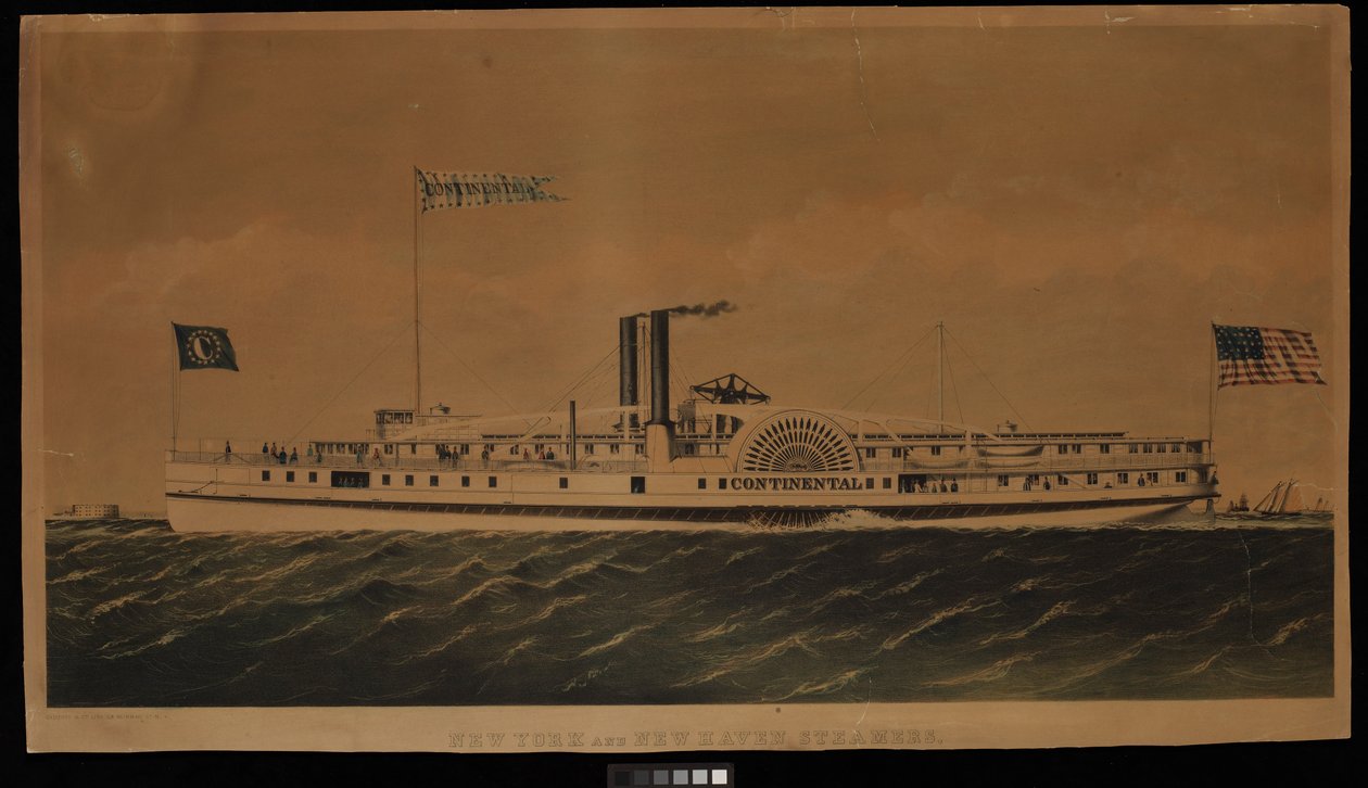 New York And New Haven Steamers Continental (litografia, kolorowana) autorstwa Endicott Endicott