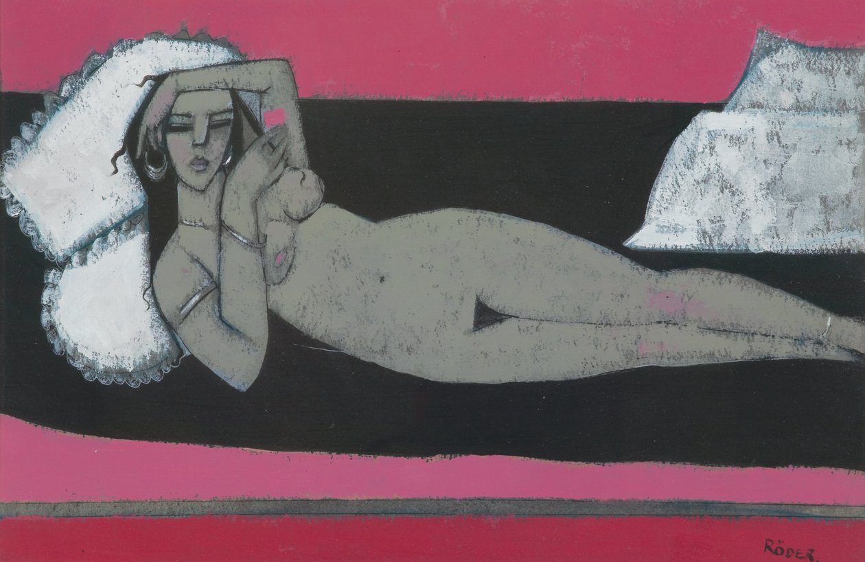 Carmena Resting (akryl na papierze) autorstwa Endre Roder