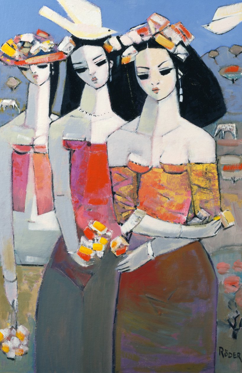 Dwa białe ptaki, 2007 (olej na płótnie) autorstwa Endre Roder