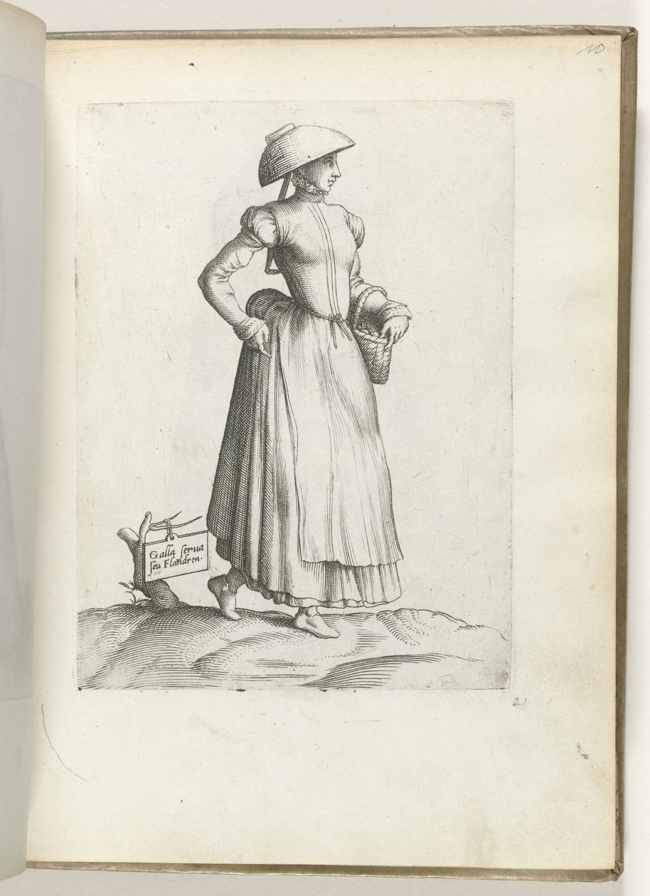 Zachowaj Gallę lub Flandren. (tytuł na obiekcie) Dienstbode uit Vlaanderen, gekleed volgens de mode van ca. 1550 Postawy różnych narodów naszej epoki (tytuł serii) autorstwa Enea Vico