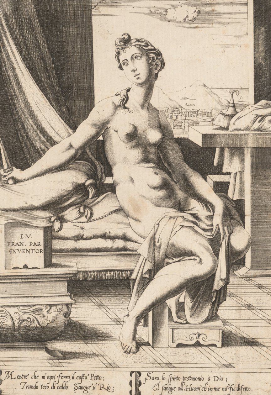 Lukrecja szykująca się do samobójstwa, ca. 1542. autorstwa Enea Vico
