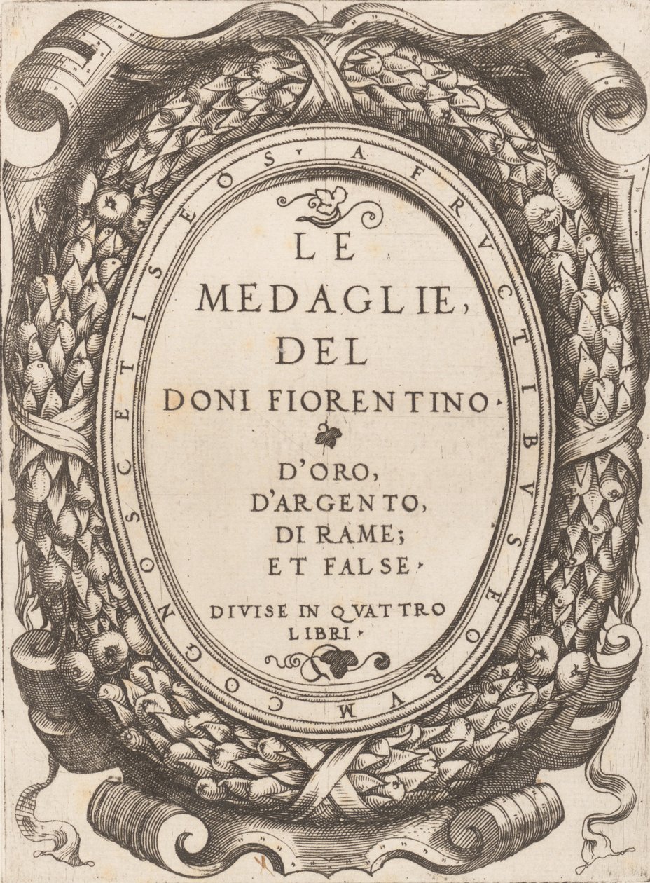 Tabliczka tytułowa: Medale Florentine Doni, ca. 1548. autorstwa Enea Vico