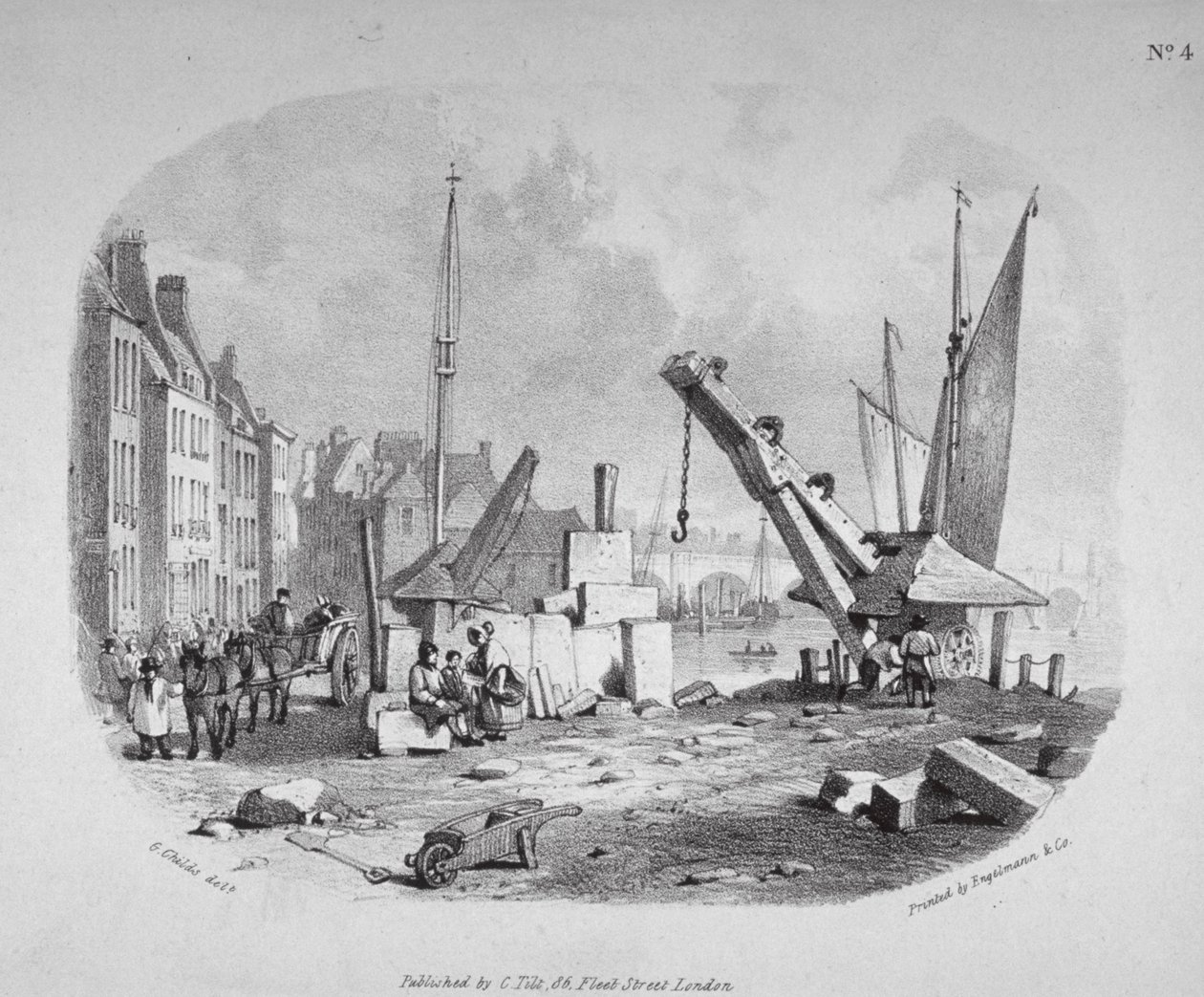 Millbank, Westminster, Londyn, c1825 autorstwa Engelmann and Company