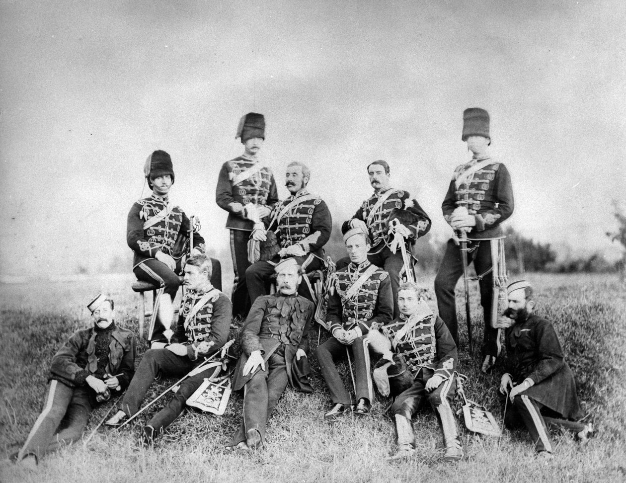 Grupa oficerów armii brytyjskiej, ok. 1870-90 autorstwa English Photographer