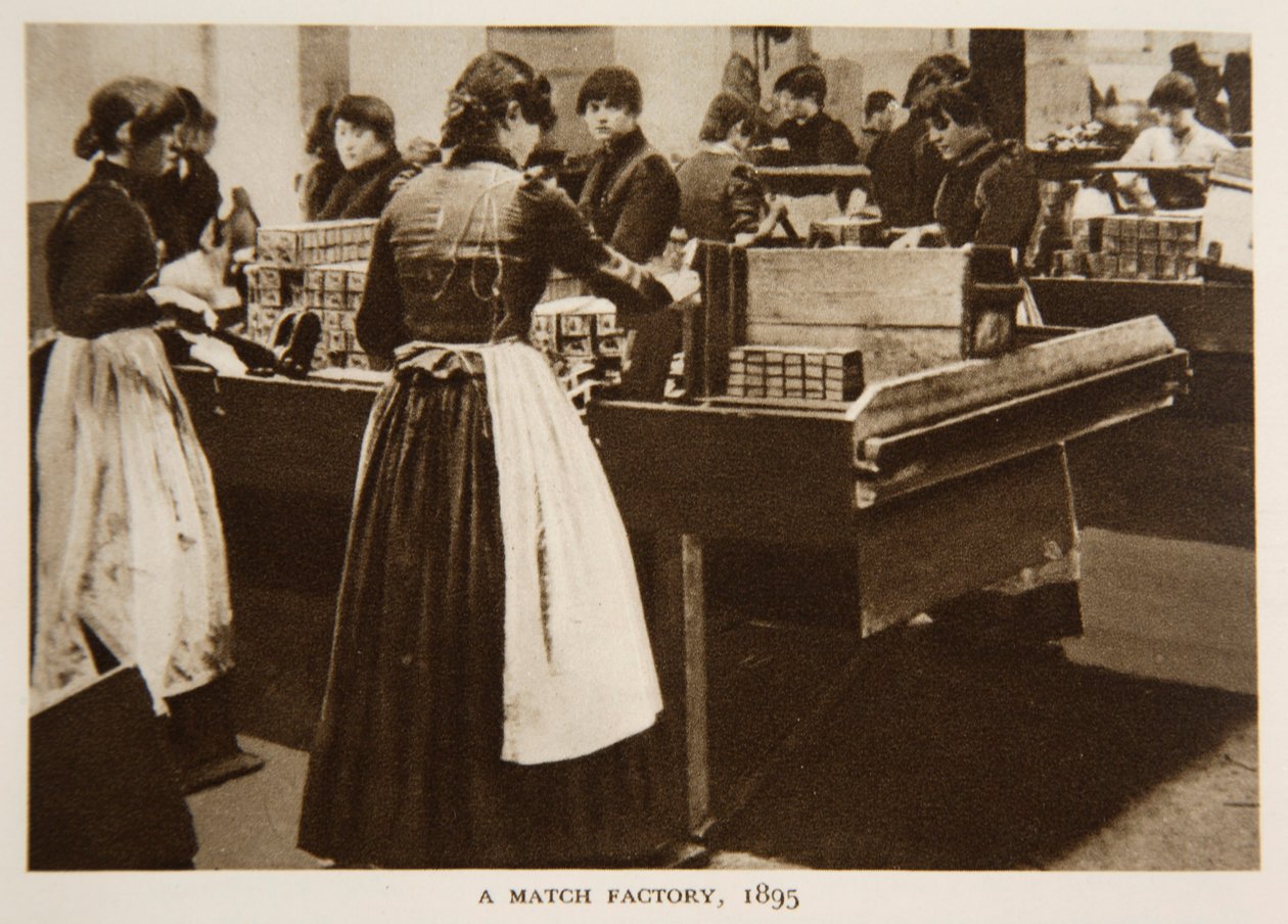 Fabryka zapałek, 1895, fotografia z The Times (zdjęcie w sepii) autorstwa English Photographer