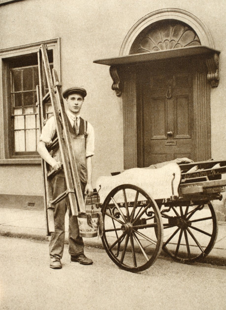 Czyściciel okien z Islington, z Wonderful London, publikacja 1926-27 (fotograwiura) autorstwa English Photographer