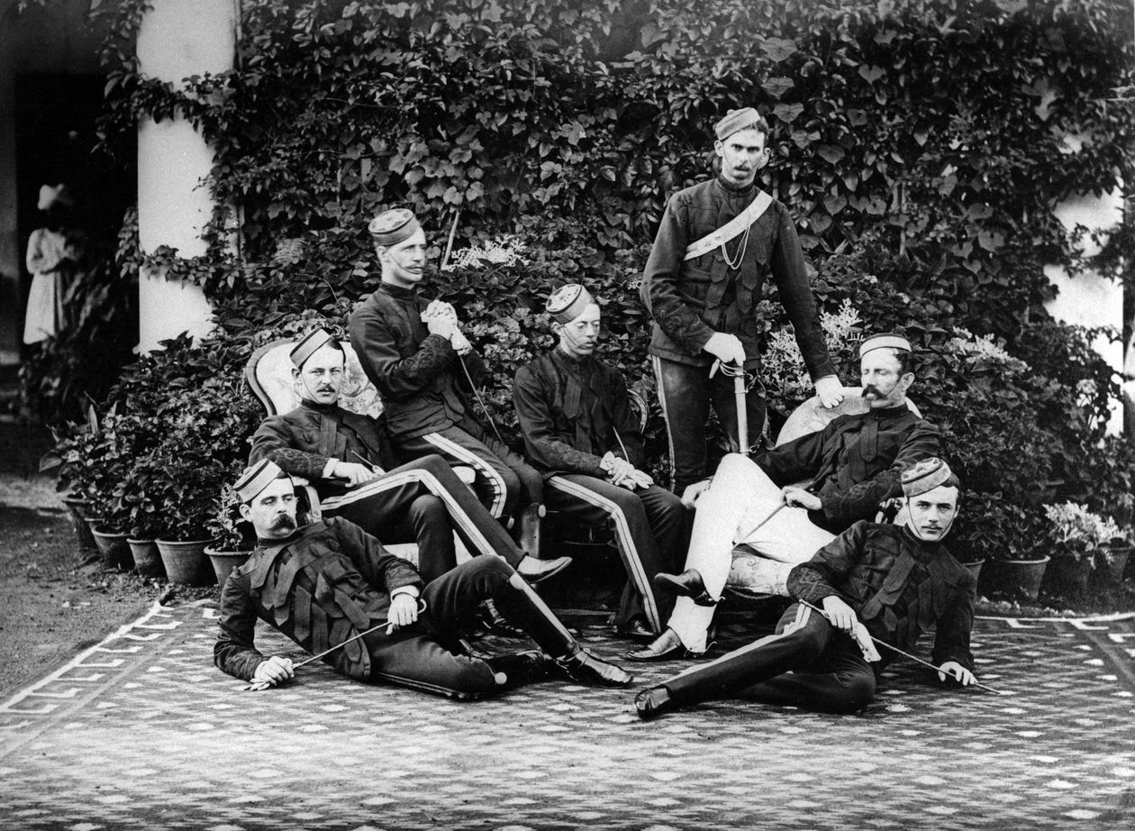 Brytyjscy oficerowie artylerii w Indiach, ok. 1860-80 autorstwa English Photographer