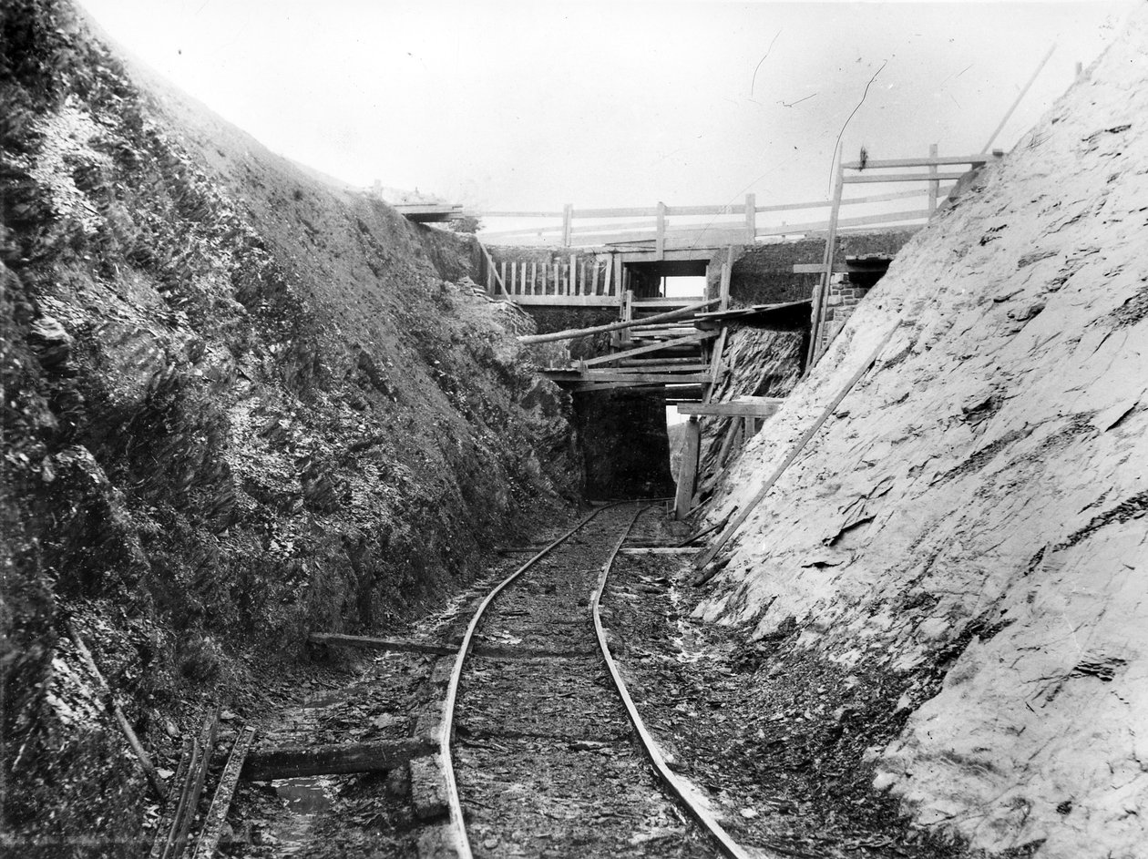 Budowa kolei Lynton und Barnstaple, c.1897 autorstwa English Photographer