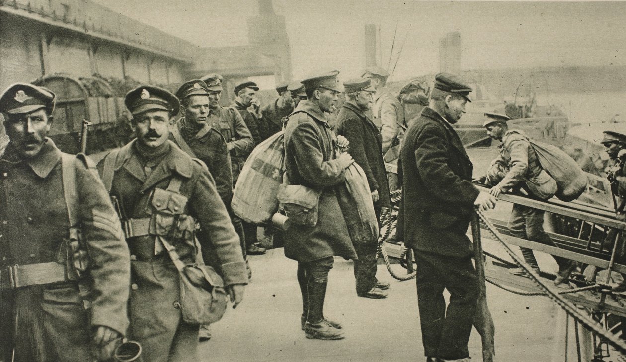 Kanonierzy R.F.A. lądowanie w Dover po czterech i pół latach służby wojennej za granicą, 1919 autorstwa English Photographer