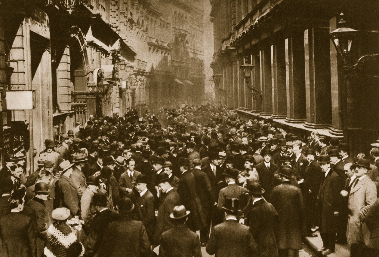 Na Throgmorton Street obok północnej ściany Londyńskiej Giełdy Papierów Wartościowych (zdjęcie w sepii) autorstwa English Photographer