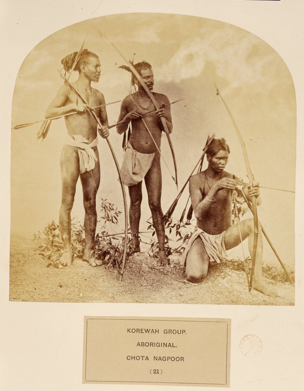 Grupa Korewah, Aborygen, Chota Nagpoor, z The People of India, J. Forbes Watson, opublikowano 1868 (druk albumowy) autorstwa English Photographer