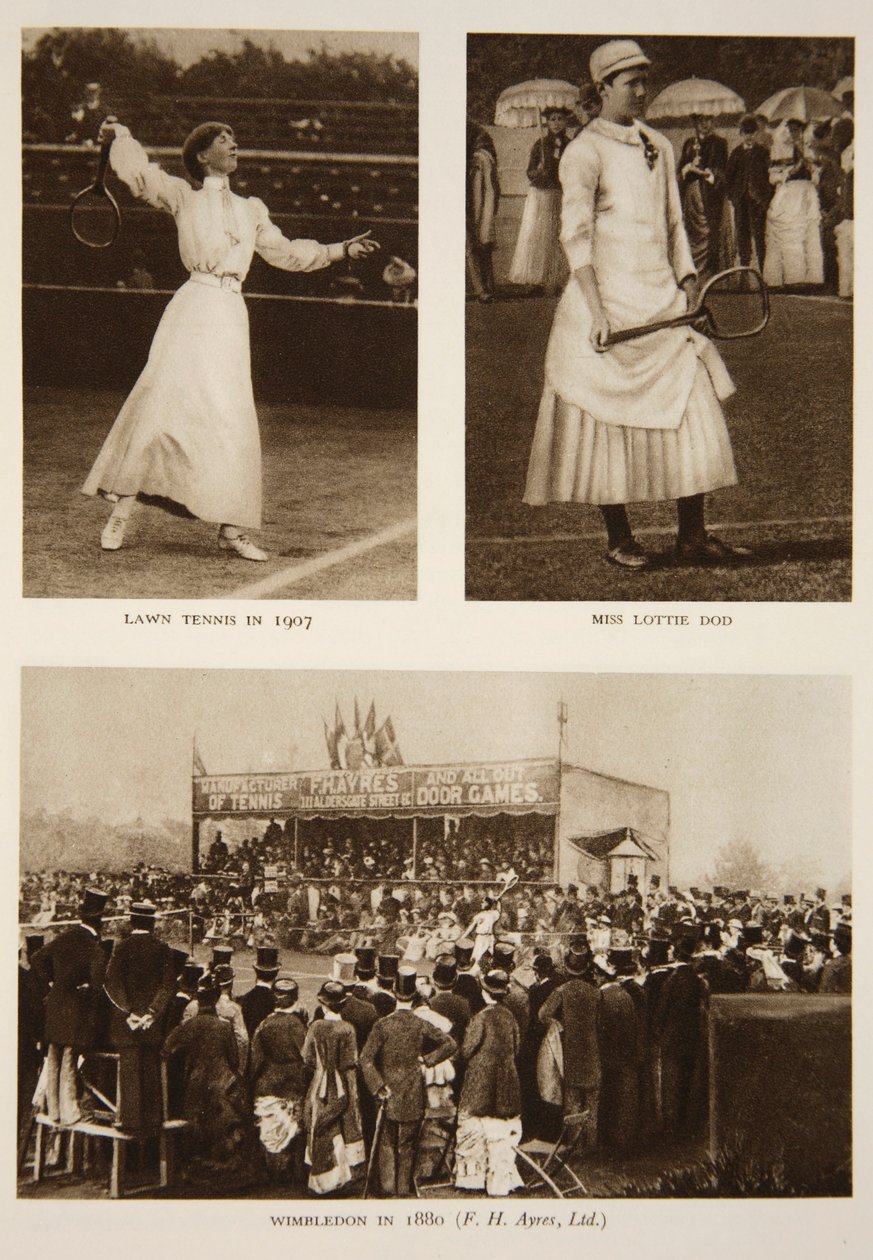 Lawn Tennis 1907, Miss Lottie Dod i Wimbledon w 1880, z The Times (fotograwiura) (patrz także 206604) autorstwa English Photographer