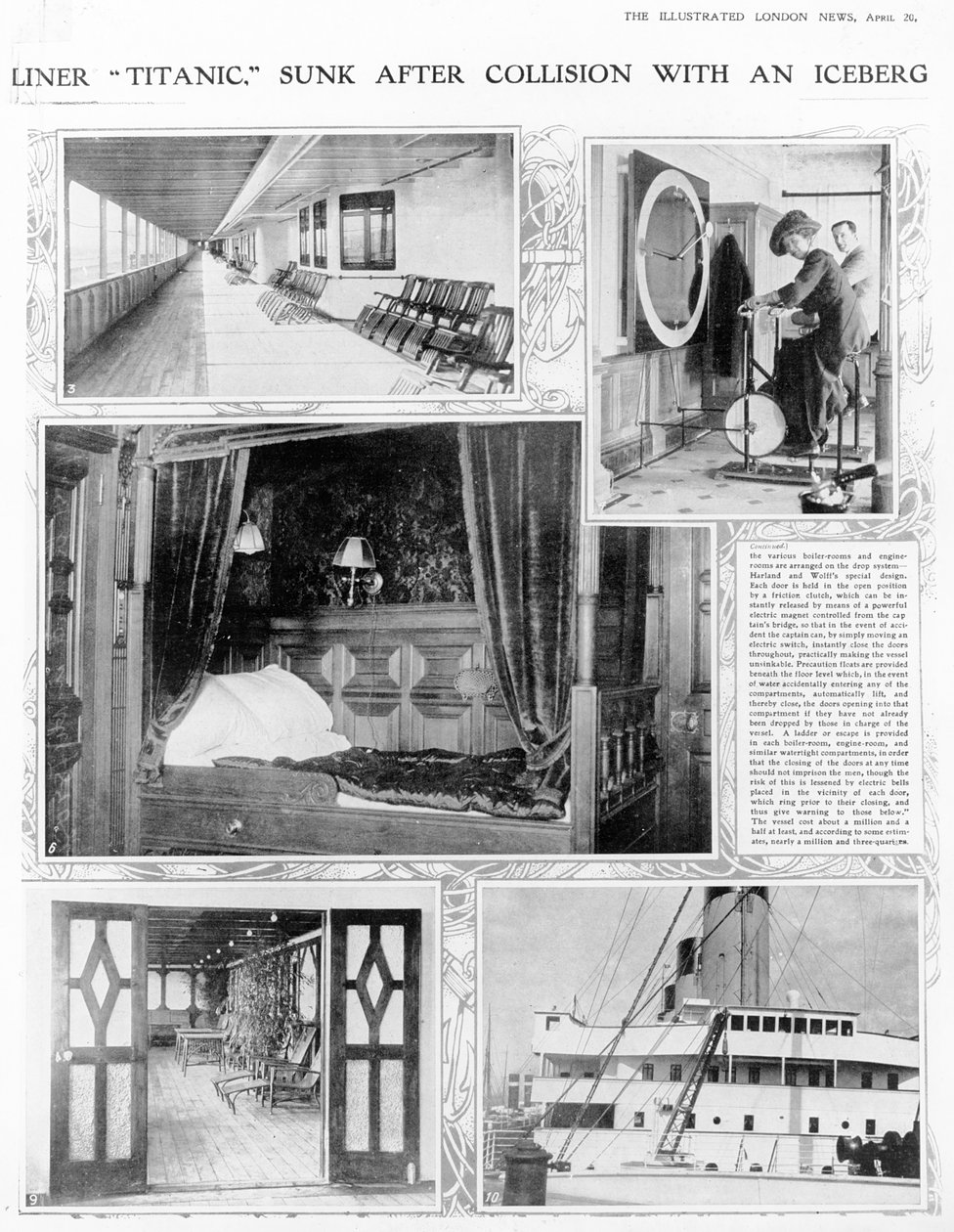 Liniowiec Titanic zatopiony po zderzeniu z górą lodową, z The Illustrated London News, 20 kwietnia 1912 r. autorstwa English Photographer