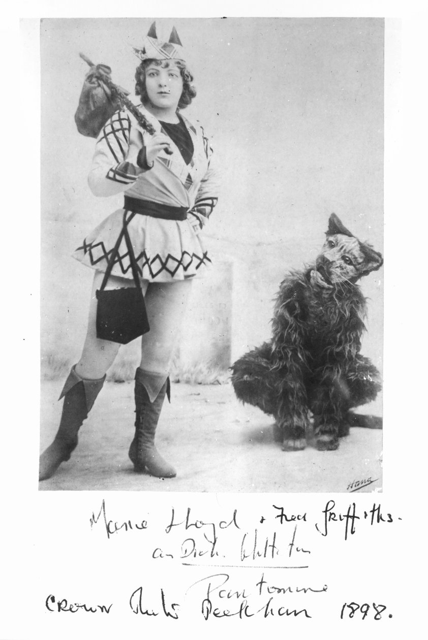 Marie Lloyd (1870-1922) jako Dick Whittington w 1898 autorstwa English Photographer
